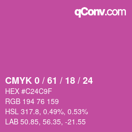カラーコード: CMYK 0 / 61 / 18 / 24 | qconv.com