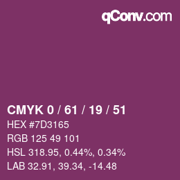 Color code: CMYK 0 / 61 / 19 / 51 | qconv.com