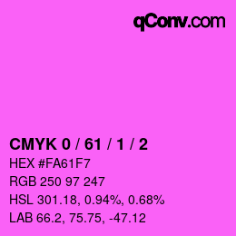 カラーコード: CMYK 0 / 61 / 1 / 2 | qconv.com