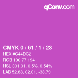 カラーコード: CMYK 0 / 61 / 1 / 23 | qconv.com