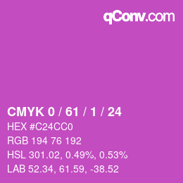 カラーコード: CMYK 0 / 61 / 1 / 24 | qconv.com