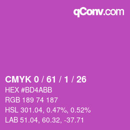 颜色代码: CMYK 0 / 61 / 1 / 26 | qconv.com
