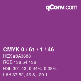 カラーコード: CMYK 0 / 61 / 1 / 46 | qconv.com