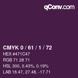Color code: CMYK 0 / 61 / 1 / 72 | qconv.com