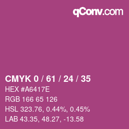 カラーコード: CMYK 0 / 61 / 24 / 35 | qconv.com