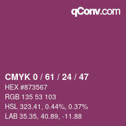 カラーコード: CMYK 0 / 61 / 24 / 47 | qconv.com