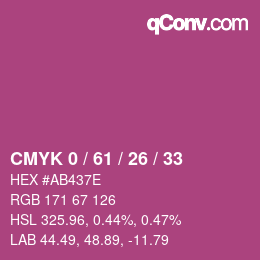 Farbcode: CMYK 0 / 61 / 26 / 33 | qconv.com