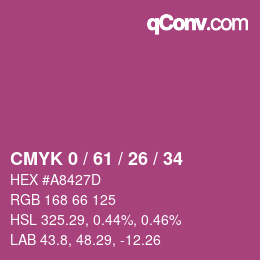カラーコード: CMYK 0 / 61 / 26 / 34 | qconv.com