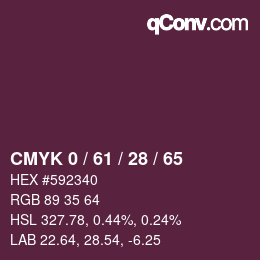 カラーコード: CMYK 0 / 61 / 28 / 65 | qconv.com