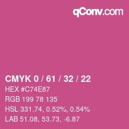 カラーコード: CMYK 0 / 61 / 32 / 22 | qconv.com