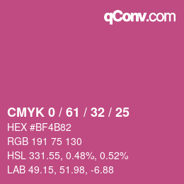 カラーコード: CMYK 0 / 61 / 32 / 25 | qconv.com