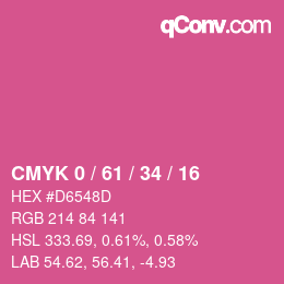 颜色代码: CMYK 0 / 61 / 34 / 16 | qconv.com