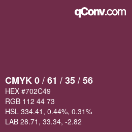 Color code: CMYK 0 / 61 / 35 / 56 | qconv.com