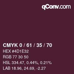 颜色代码: CMYK 0 / 61 / 35 / 70 | qconv.com