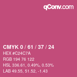 カラーコード: CMYK 0 / 61 / 37 / 24 | qconv.com