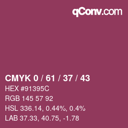 カラーコード: CMYK 0 / 61 / 37 / 43 | qconv.com