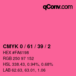 カラーコード: CMYK 0 / 61 / 39 / 2 | qconv.com