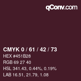 颜色代码: CMYK 0 / 61 / 42 / 73 | qconv.com
