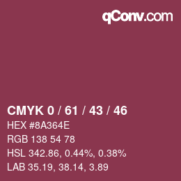 颜色代码: CMYK 0 / 61 / 43 / 46 | qconv.com