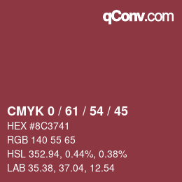 Color code: CMYK 0 / 61 / 54 / 45 | qconv.com