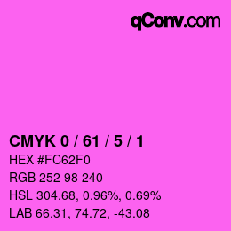 カラーコード: CMYK 0 / 61 / 5 / 1 | qconv.com