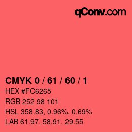 Color code: CMYK 0 / 61 / 60 / 1 | qconv.com