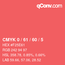 Farbcode: CMYK 0 / 61 / 60 / 5 | qconv.com