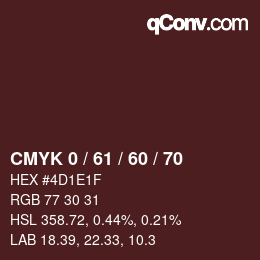 颜色代码: CMYK 0 / 61 / 60 / 70 | qconv.com