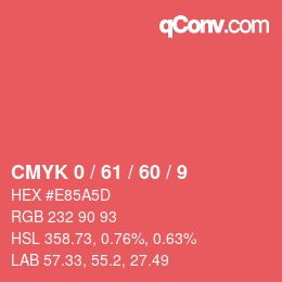 Farbcode: CMYK 0 / 61 / 60 / 9 | qconv.com