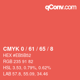 カラーコード: CMYK 0 / 61 / 65 / 8 | qconv.com