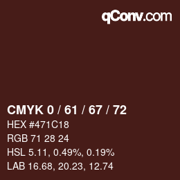 颜色代码: CMYK 0 / 61 / 67 / 72 | qconv.com