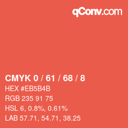 カラーコード: CMYK 0 / 61 / 68 / 8 | qconv.com