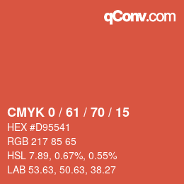 カラーコード: CMYK 0 / 61 / 70 / 15 | qconv.com