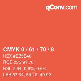カラーコード: CMYK 0 / 61 / 70 / 8 | qconv.com