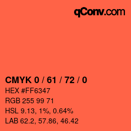 カラーコード: CMYK 0 / 61 / 72 / 0 | qconv.com
