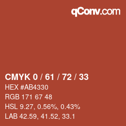 Color code: CMYK 0 / 61 / 72 / 33 | qconv.com