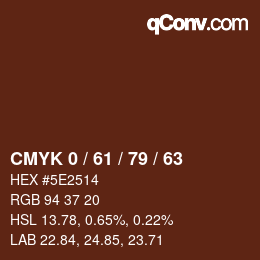 カラーコード: CMYK 0 / 61 / 79 / 63 | qconv.com