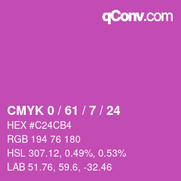 カラーコード: CMYK 0 / 61 / 7 / 24 | qconv.com