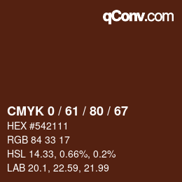 Color code: CMYK 0 / 61 / 80 / 67 | qconv.com
