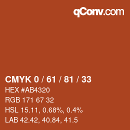 Color code: CMYK 0 / 61 / 81 / 33 | qconv.com