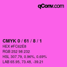 カラーコード: CMYK 0 / 61 / 8 / 1 | qconv.com