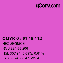 颜色代码: CMYK 0 / 61 / 8 / 12 | qconv.com