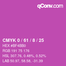 カラーコード: CMYK 0 / 61 / 8 / 25 | qconv.com
