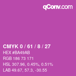 カラーコード: CMYK 0 / 61 / 8 / 27 | qconv.com