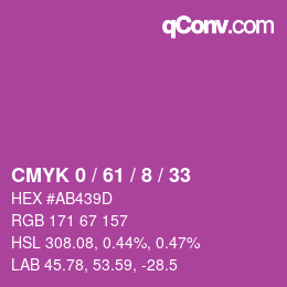 カラーコード: CMYK 0 / 61 / 8 / 33 | qconv.com