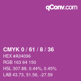 カラーコード: CMYK 0 / 61 / 8 / 36 | qconv.com