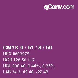 カラーコード: CMYK 0 / 61 / 8 / 50 | qconv.com