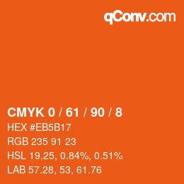 カラーコード: CMYK 0 / 61 / 90 / 8 | qconv.com