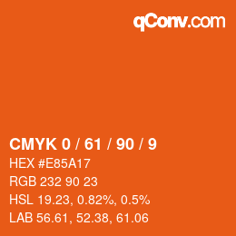 カラーコード: CMYK 0 / 61 / 90 / 9 | qconv.com