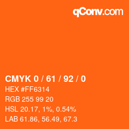 カラーコード: CMYK 0 / 61 / 92 / 0 | qconv.com